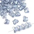 Smoky blue glass butterfly beads for DIY jewelry making with translucent finish - Approx. 7.5x10mm, Thickness approx. 6mm, Hole approx. 1mm, 20 Pcs/Pack / Crystal Blue
