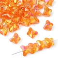 Orange iridescent butterfly crystal glass beads with AB neon finish for DIY jewelry - Approx. 7.5x10mm, Thickness approx. 6mm, Hole approx. 1mm, 20 Pcs/Pack / Gradient Orange