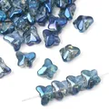 Iridescent gradient blue butterfly crystal beads for DIY jewelry making and crafts - Approx. 7.5x10mm, Thickness approx. 6mm, Hole approx. 1mm, 20 Pcs/Pack / Gradient Blue