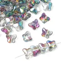 Colorful AB coated glass butterfly beads for DIY jewelry and handmade bracelets - Approx. 7.5x10mm, Thickness approx. 6mm, Hole approx. 1mm, 20 Pcs/Pack / Gradient Multicolor 1