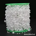8mm weiße Perlenkette 60m Spule für Hochzeitskleider und DIY Haarschmuck Zubehör - Runde ABS Künstliche Perlenkette / 8mm ca. 60 Meter/Rolle / Weiß