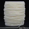 Λευκή αλυσίδα με πέρλες 3mm για DIY χειροτεχνίες γάμου και αξεσουάρ διακόσμησης - Στρογγυλή Αλυσίδα Τεχνητών Μαργαριταριών ABS / 3mm Περίπου 110 Μέτρα/Ρολό / Μπεζ
