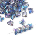 Iridescent butterfly glass beads with vibrant multi-color plating for DIY jewelry making - Approx. 7.5x10mm, Thickness approx. 6mm, Hole approx. 1mm, 20 Pcs/Pack / Gradient Multicolor 2