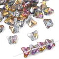 Iridescent butterfly glass beads with rainbow electroplating for DIY jewelry making - Approx. 7.5x10mm, Thickness approx. 6mm, Hole approx. 1mm, 20 Pcs/Pack / Gradient Color 3