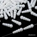DIY Gradient White ABS Imitation Pearl Beads for Jewelry Making 18x6mm size - Tiered Round Shape / 70 Pieces/Pack / White