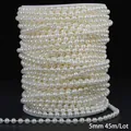 Κρεμ λευκή πέρλα ABS 5mm σε ρολό για χειροτεχνίες DIY, μήκος 45m σε καρούλι - Στρογγυλή Αλυσίδα Τεχνητών Μαργαριταριών ABS / 5mm Περίπου 45 Μέτρα/Ρολό / Μπεζ