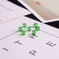 Green cube-shaped crystal glass beads with faceted surface for DIY jewelry making - 20Pcs/Pack / Grass Green