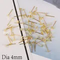 4mm diameter golden flat head earring studs for DIY jewelry making accessories - Gold Dia 4mm Length 12mm (100 Pieces/Pack)