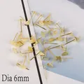 6mm gold-plated flat pad earring posts for DIY jewelry making and earring assembly - Gold Dia 6mm Length 12mm (100 Pieces/Pack)