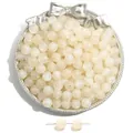 Pearlescent creamy white resin beads with fine glitter for DIY jewelry making - Beige
