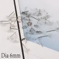 6mm silver flat head ear stud pins for DIY jewelry making and earring component sets - Silver Dia 6mm Length 12mm (100 Pieces/Pack)