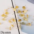 DIY gold metal earring studs with 8mm flat base for handmade jewelry making - Gold Dia 8mm Length 12mm (100 Pieces/Pack)