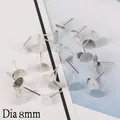 Flat pad stud earring posts with 8mm diameter base in silver finish for DIY jewelry - Silver Dia 8mm Length 12mm (100 Pieces/Pack)