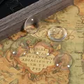 Set of 5 round clear glass cabochons for DIY jewelry making on a vintage map background - Round Diameter 30mm