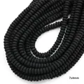 Perle piatte in pasta polimerica nero opaco 7x4mm con finitura liscia satinata - Nero