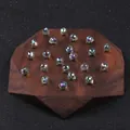 Iridescent AB coating faceted glass crystal round beads on walnut tray for DIY jewelry - 10 Pieces/Pack (9x8mm) / Metallic Green