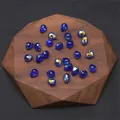 Iridescent dark blue teardrop faceted crystal glass beads for DIY jewelry making - 10 Pieces/Pack (9x8mm) / Sapphire Blue