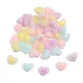 Frosted heart-shaped acrylic beads with inner colorful core for DIY jewelry making - Heart Style / 20 Pieces/Pack (Aperture approx 3mm) / Frosted Mixed Colors