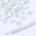 Gefacetteerde witte AB iriserende glazen kralen met recht gat voor het maken van sieraden - 5x6mm (20 Stuks/Verpakking) / Porseleinwit AB