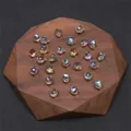 Teardrop crystal glass beads with iridescent AB coating on a dark wooden tray - 10 Pieces/Pack (9x8mm) / Champagne