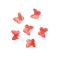 Set of 6 red Czech butterfly beads with gold glitter for DIY hair accessories - 11×9.5mm (10 Pieces/Pack) / Red Gold Foil