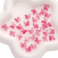 Pink butterfly resin charms for DIY jewelry making in a white star-shaped ceramic dish - 11×9.5mm (10 Pieces/Pack) / Mermaid Red
