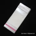 Set di 100 sacchetti adesivi trasparenti OPP con foro di sospensione, 6x14cm per gioielli - 6x14cm (100 Pezzi/Confezione)