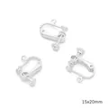 Silver 15x20mm screw-back clip-on earring converters for non-pierced DIY jewelry - Thick Silver Plated Spiral With Loop (#11)