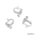 Silver 15x20mm screw-back clip-on earring converters for non-pierced ears DIY jewelry - Platinum Plated Spiral With Loop (#12)