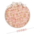 Perles en verre dépoli rose mat avec paillettes dorées pour bracelets DIY - Rose et Vert