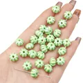 Perles de céramique vert clair en forme de citrouille pour la création de bijoux DIY - 6 Pièces (10mm) / Vert Herbe