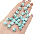 Perles fleurs en céramique bleu clair avec finition nacrée irisante pour bijoux - 6 Pièces (10mm) / Bleu lac