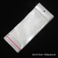 Sacchetti OPP trasparenti 6x15,5cm adesivi con foro per appendere e striscia rossa 100pz - 6x15.5cm (100 Pezzi/Confezione)
