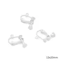 Three silver spiral earring converters 13x20mm for non-pierced DIY jewelry making - Thick Silver Plated Spiral With Loop (#15)
