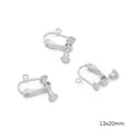 Silver plated spiral earring clips with 13x20mm loop for DIY jewelry making - Platinum Plated Spiral With Loop (#16)