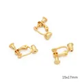 14K gold plated screw ear clip converter for non-pierced earrings diy 15x17mm size - 14K Gold Plated Flat Head Spiral (#17)