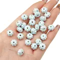 Perles en céramique bleu clair forme citrouille au fini nacré pour bijoux DIY - 6 Pièces (10mm) / Rose bonbon