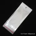 Sacchetti OPP trasparenti autoadesivi con testata bianca, misura 7x17,5 cm, confezione da 100 - 7x17.5cm (100 Pezzi/Confezione)