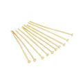 Golden flat head T-pins jewelry findings for DIY beaded earrings and pendant making - 20mm x 0.6mm (10 Pieces/Pack) / 14K Gold Plated