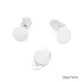 Silver 10x17mm spiral ear clips with flower design for DIY jewelry making - Thick Silver Plated Flat Tray Style (#23)