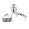 Polished silver stainless steel ribbon end crimp clamps for jewelry making sets - 10.5mm Crimp End (Smooth) (10 Pieces/Pack)