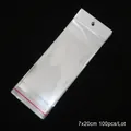 Sacchetti trasparenti autoadesivi in OPP, 7x20 cm, 100 pezzi con foro di sospensione - 7x20cm (100 Pezzi/Confezione)