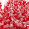 DIY round glass beads with red and white crackle pattern for handmade jewelry - 8mm (50 Pieces/Pack) / Red