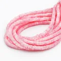 Perles Heishi plates roses et blanches en pâte polymère pour bracelets DIY - Diamètre 6mm - 3# Rose