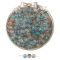 Perles en verre dépoli avec dégradé bleu et ambre et feuille d'or pour bijoux DIY - Dégradé Orange Bleu