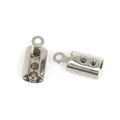 Silver stainless steel cord end crimp with double screw fasteners for jewelry making - Cord End for 3mm Chain (30 Pieces/Pack)