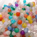 Mixed color glass beads with ice crackle texture for DIY jewelry making and crafts - Random Mixed Colors