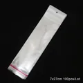 Sacchetti trasparenti adesivi 7x27cm per gioielli fai da te con foro di sospensione - 7x27cm (100 Pezzi/Confezione)