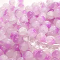 Pink and white cracked glass beads with ice flower texture for DIY jewelry making - Lilac Purple