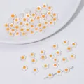 Daisy flower bead handmade DIY jewelry accessory with white petals and yellow center - Single-sided / 6mm (5 Pieces/Pack)
